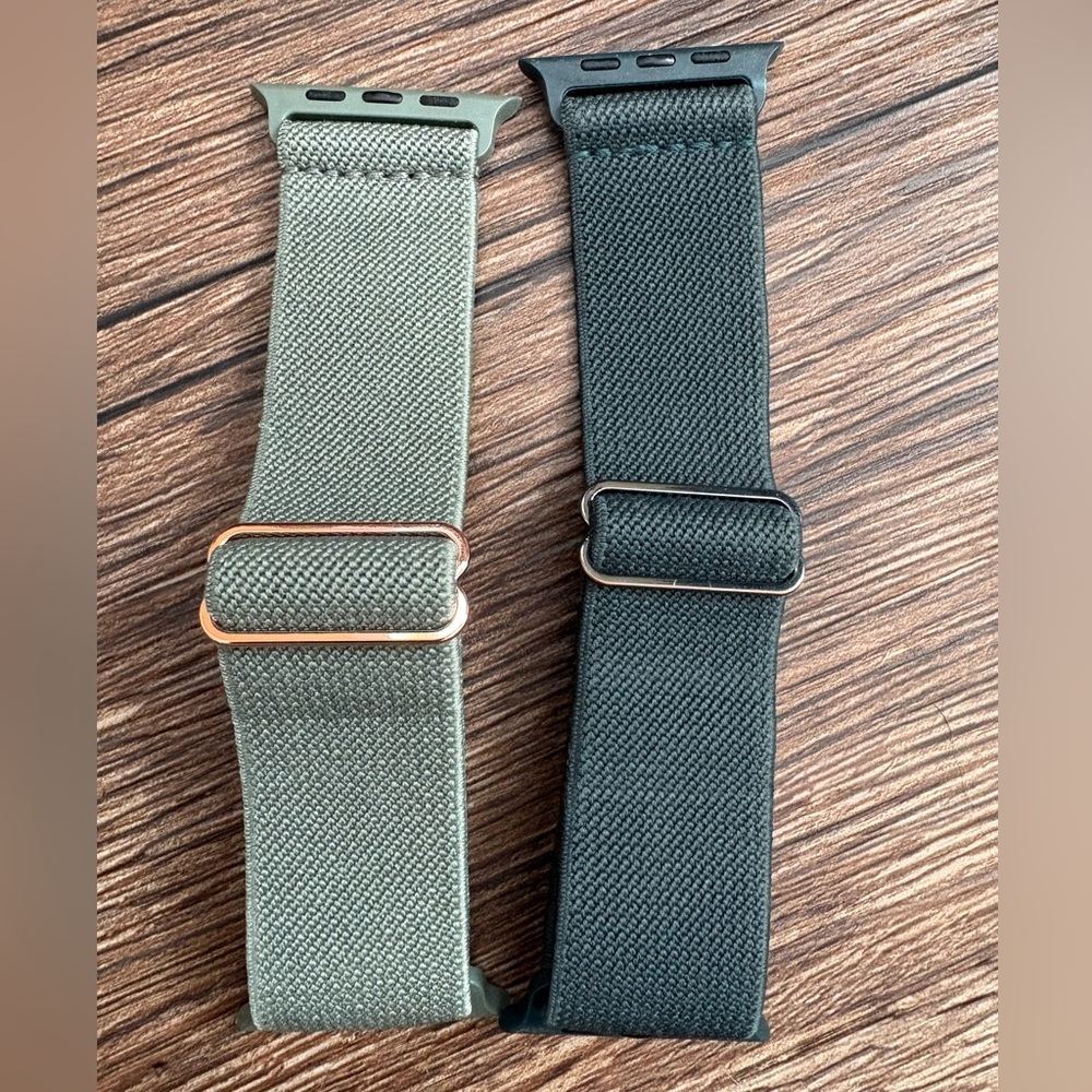 Pair of Olive Green and Forest Green Woven Watch Bands